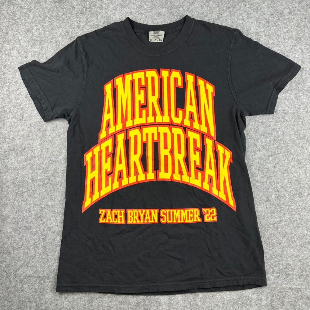 Zach Bryan American Heartbreak Summer 22 Tour Shirt Comfort Colors Black Small
